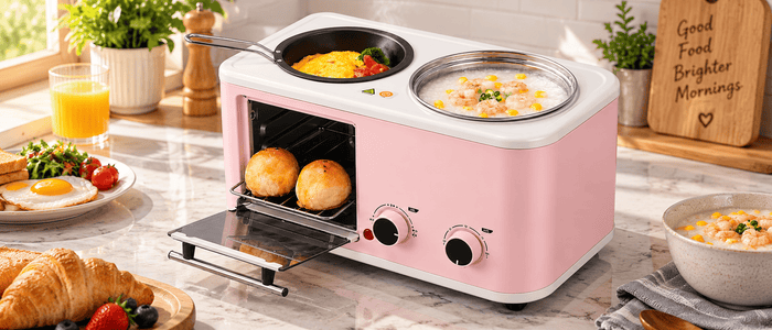 3-in-1 Electric Breakfast Station with Mini Oven, Frying Pan & Cooking Pot