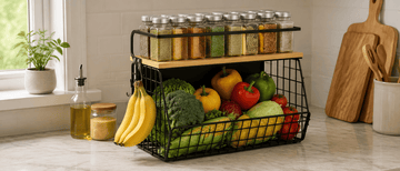 Magnetic Kitchen Storage Shelf with Wood Lid