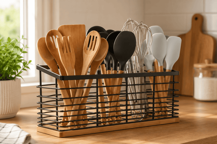 4-Compartment Kitchen Utensil Holder for Neat and Functional Countertops