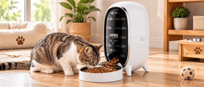 Automatic Cat Feeder & Cat Food Dispenser with Double Bowls