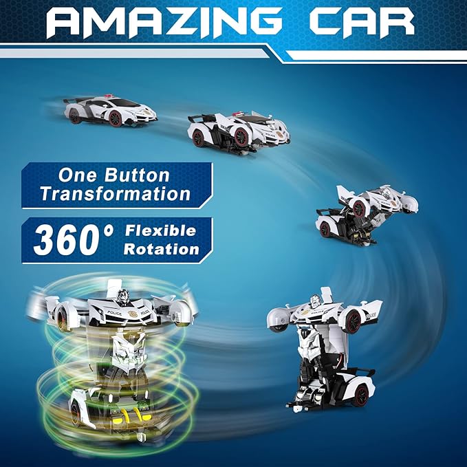 1:18 scale transforming police car to robot for kids playtime