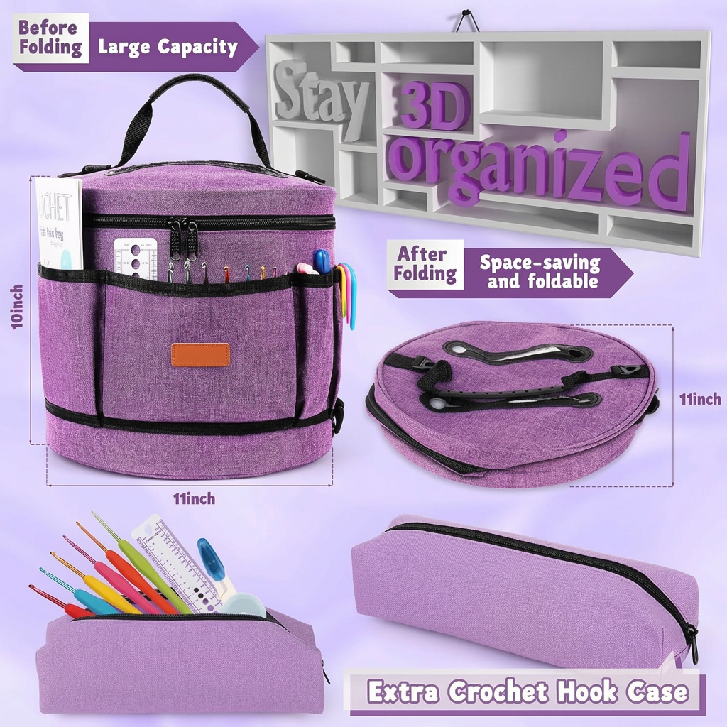 Beginner crochet kit with yarn hooks and craft accessories