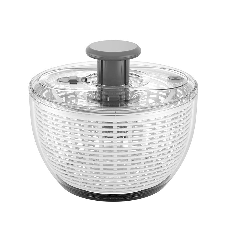 Manual salad spinner and vegetable drainer for everyday food preparation