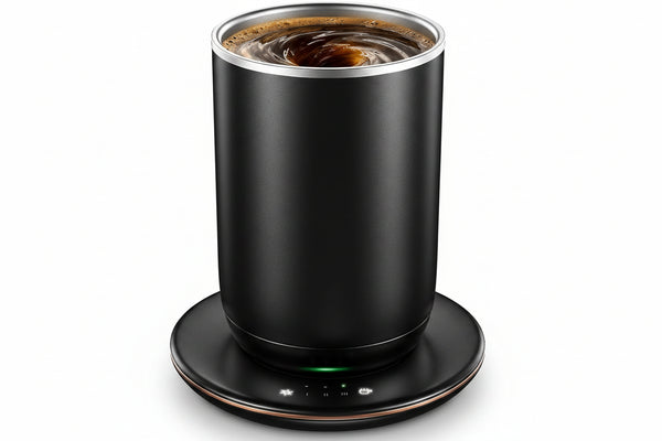 10oz Self Stirring Heated Coffee Mug Set – Magnetic Mixing Cups with 3 Temperature Settings