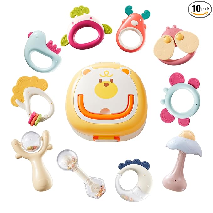 10pcs baby rattles and teethers set for infants 0-12 months