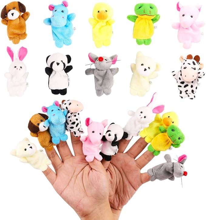 10Pcs Finger Puppets Set with Assorted Animal Characters for Kids' Playtime and Storytelling
