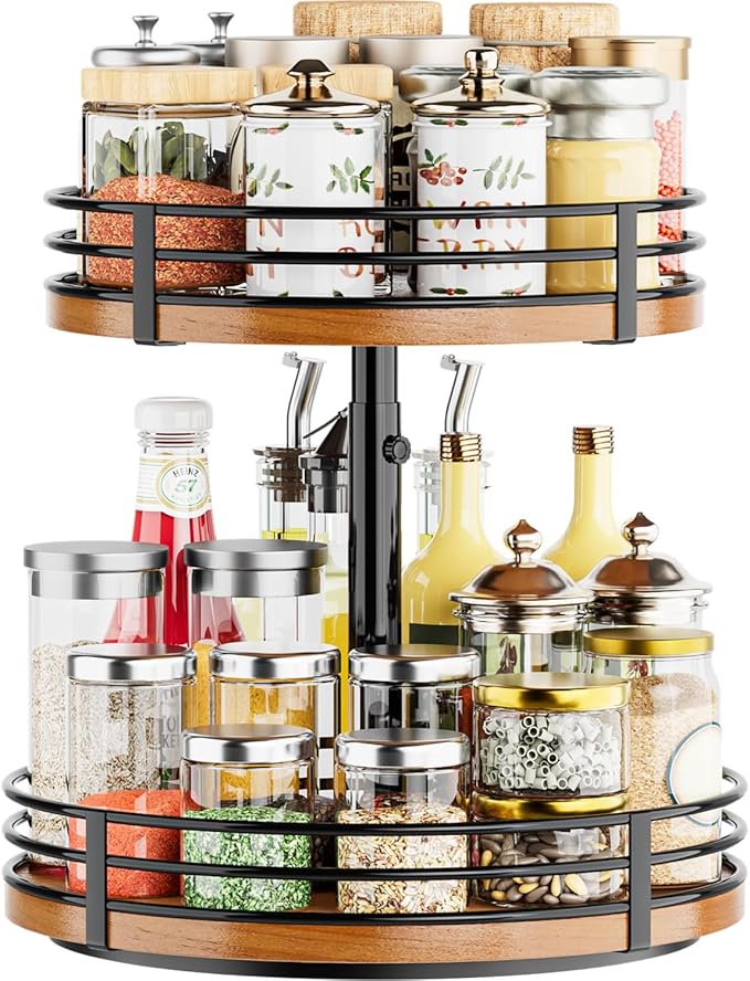 12-inch wooden Lazy Susan rotating organizer