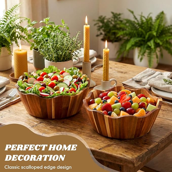 Large 12 inch wooden bowls for serving fresh fruit
