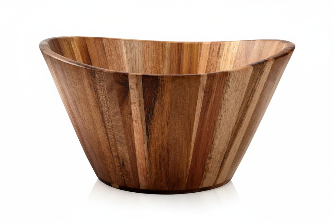 12 inch round wooden serving bowl for salads and fruit