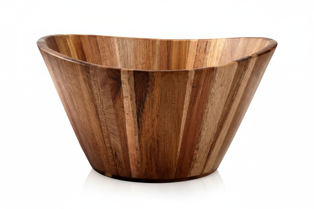 12 inch round wooden serving bowl for salads and fruit