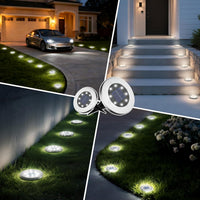 12 pack outdoor pathway solar lights with cold white LED illumination