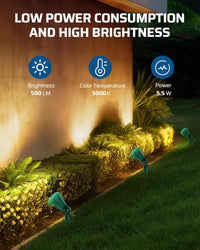 LED spotlight with 500LM brightness for holiday and tree lighting outdoors.