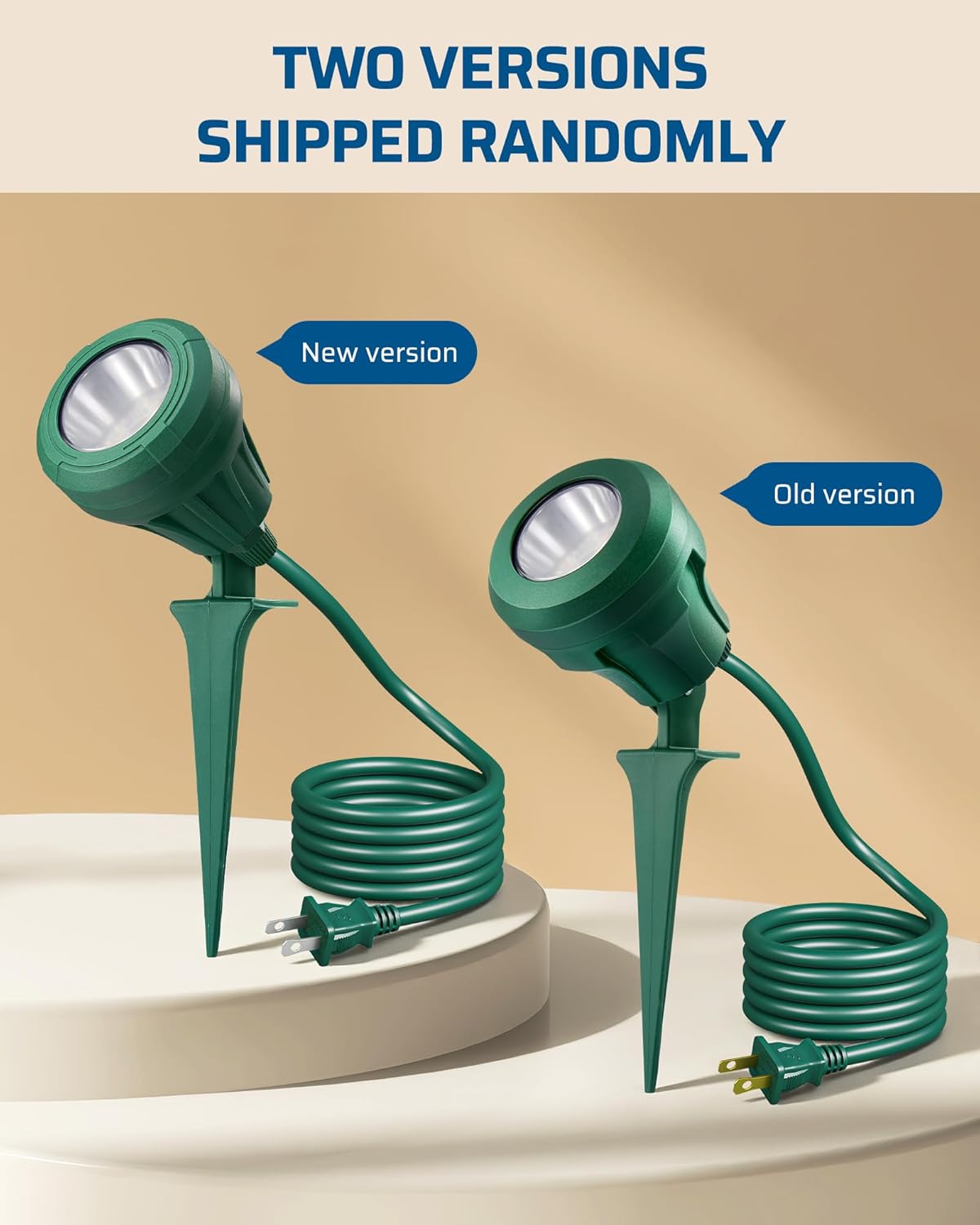 Landscape lighting spotlight with ground stake and interchangeable red, yellow, green lenses for seasonal use.