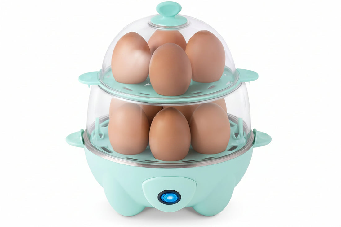 12 egg cooker with trays for boiling poaching and steaming