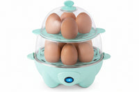 12 egg cooker with trays for boiling poaching and steaming
