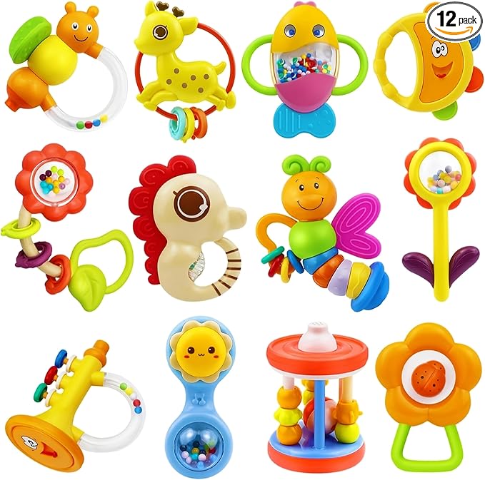 12pcs baby rattles set for infants 0-6 months