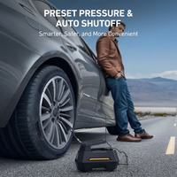 12V car tyre inflator connected to cigarette lighter socket