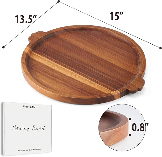 13 inch round wooden board for charcuterie and snacks