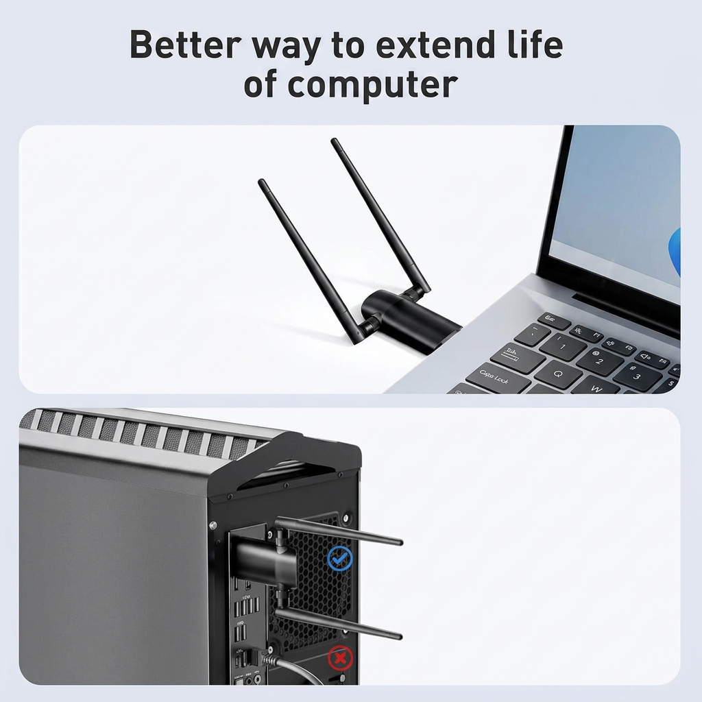 High Speed 1300Mbps USB WiFi Adapter for Internet Connectivity