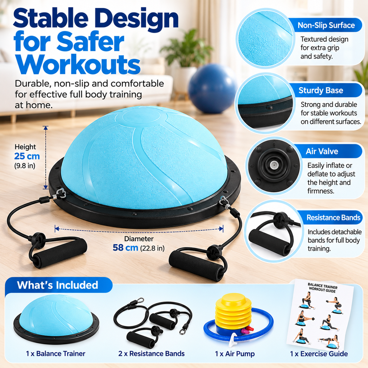 Balance Ball for Yoga, Core Strength, Stability Training, Balance Exercises and Home Gym Workouts