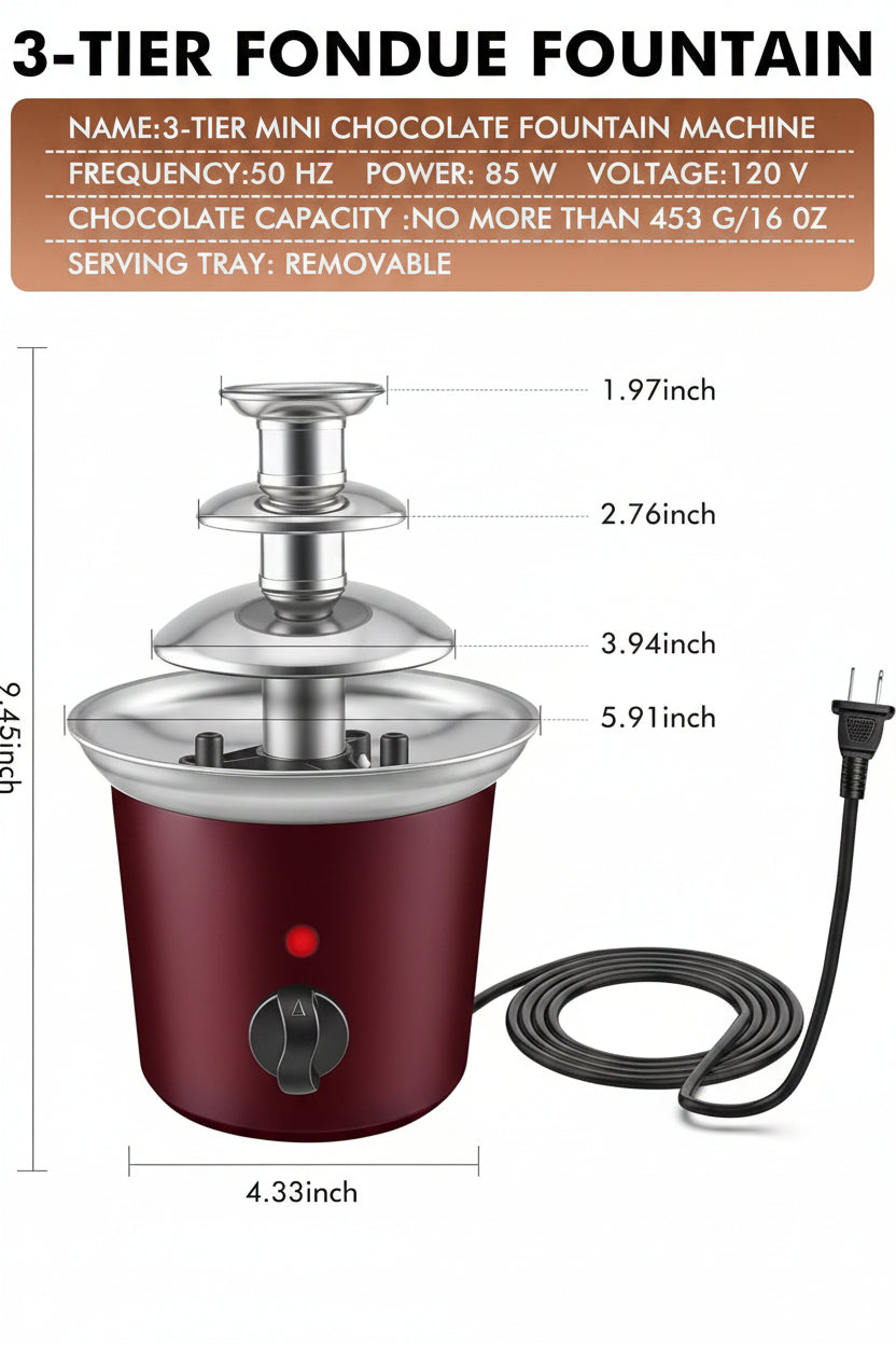 Mini chocolate fountain with 14 oz capacity