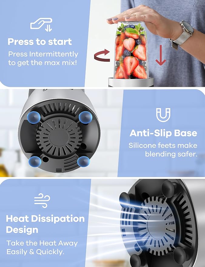 15-piece smoothie blender set with cups, lids, and blade attachments