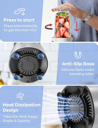 15-piece smoothie blender set with cups, lids, and blade attachments