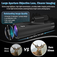 15x55 high power monocular telescope front view