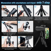 Monocular telescope with smartphone adapter for photography