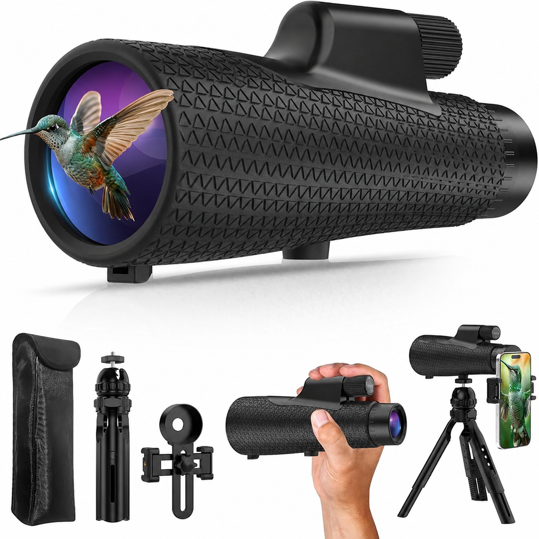 Monocular telescope with tripod for stable viewing