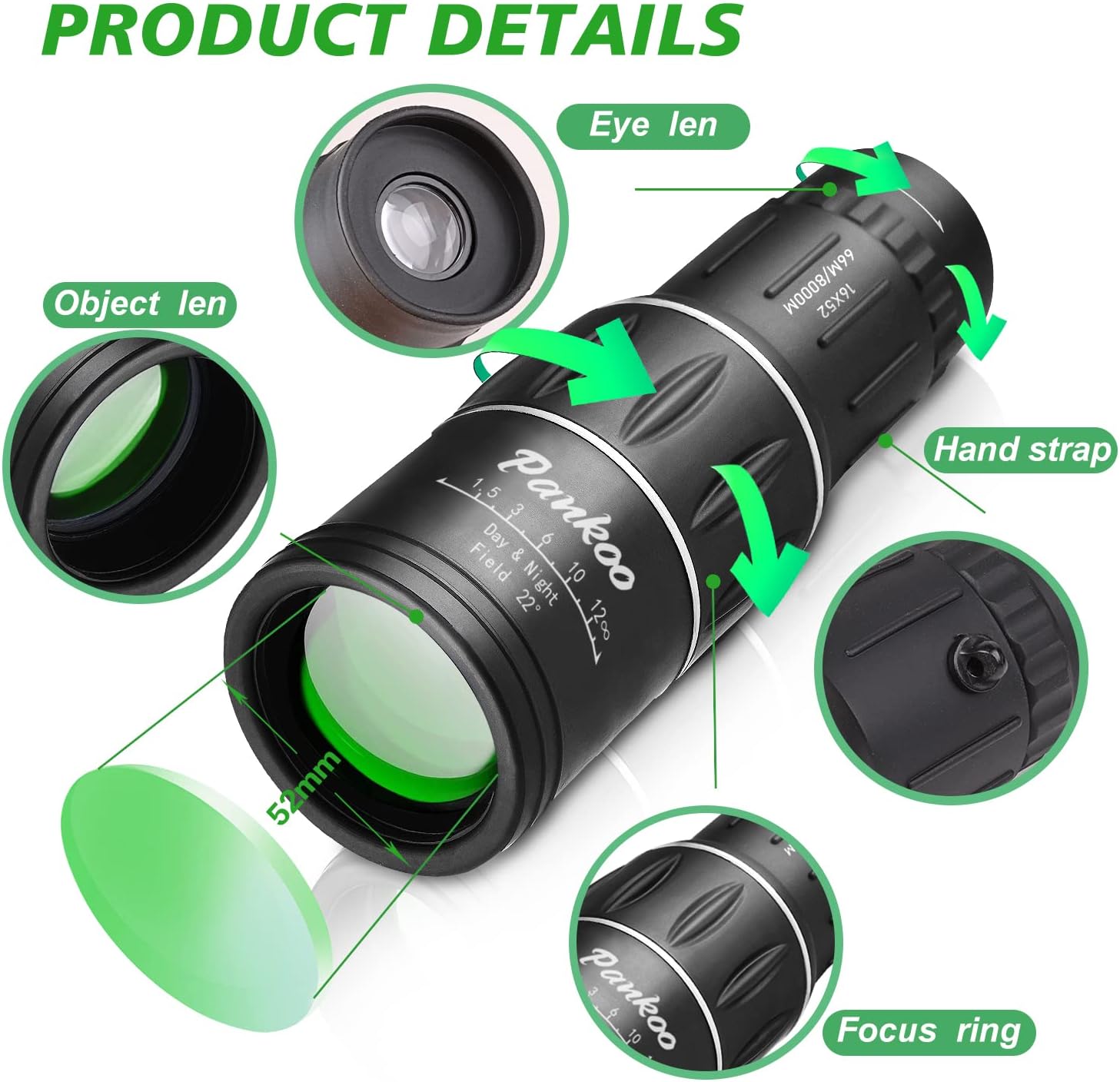 Monocular telescope for bird watching and travel