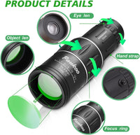 Monocular telescope for bird watching and travel