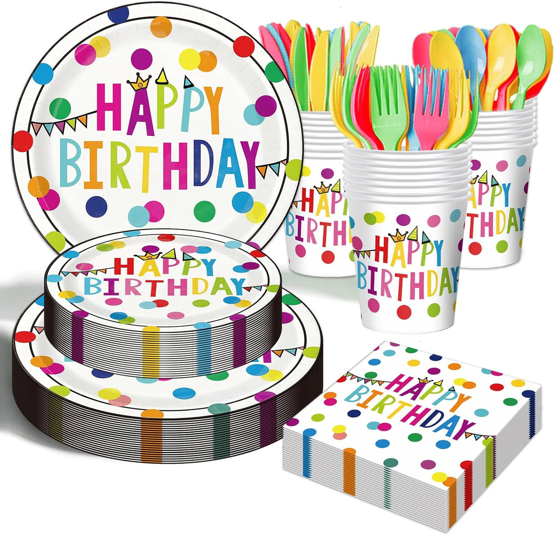 175 piece birthday party tableware set with plates and napkins