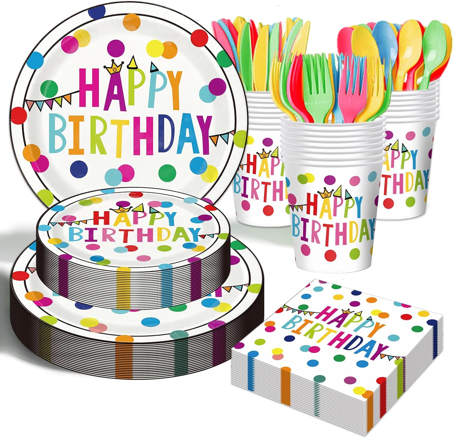 175 piece birthday party tableware set with plates and napkins