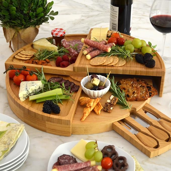 18 inch bamboo cheese board for tabletop food presentation