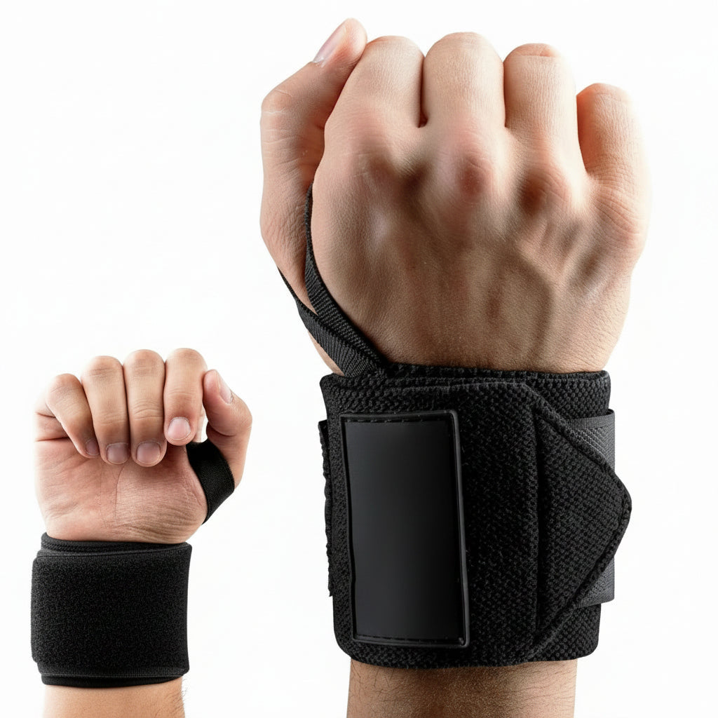 18-inch black wrist wraps for gym workouts and fitness training