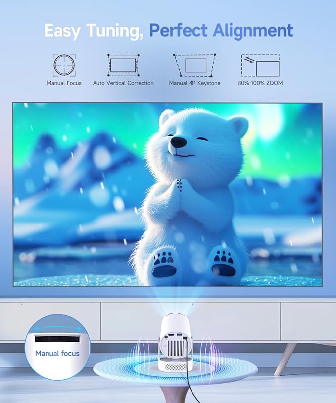 180° rotatable smart projector for home and outdoor use