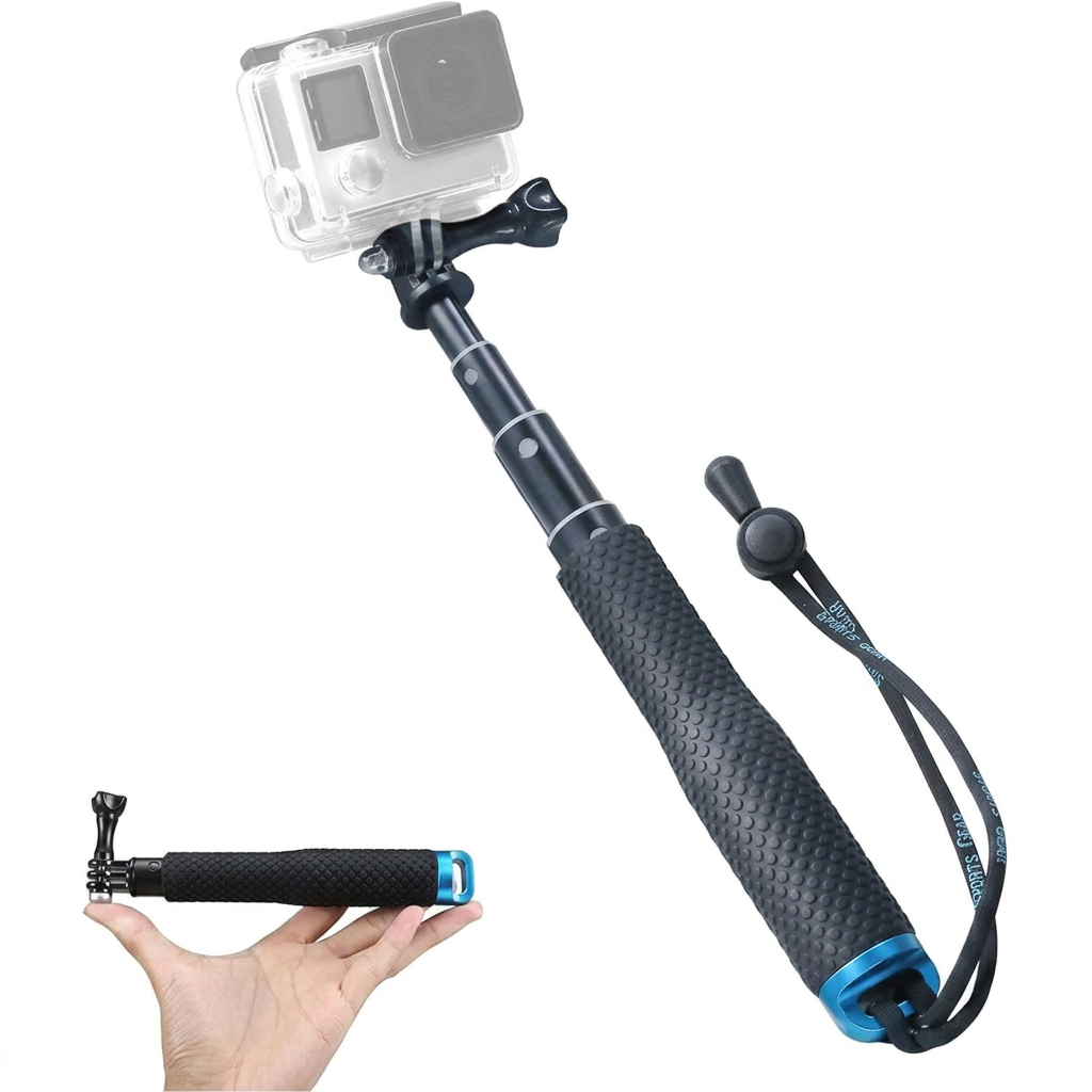 19” Short Extension Selfie Stick, Waterproof Monopod for GoPro, AKASO, DJI Osmo Action