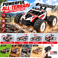 2.4GHz remote control racing car with wireless steering and driving controls.