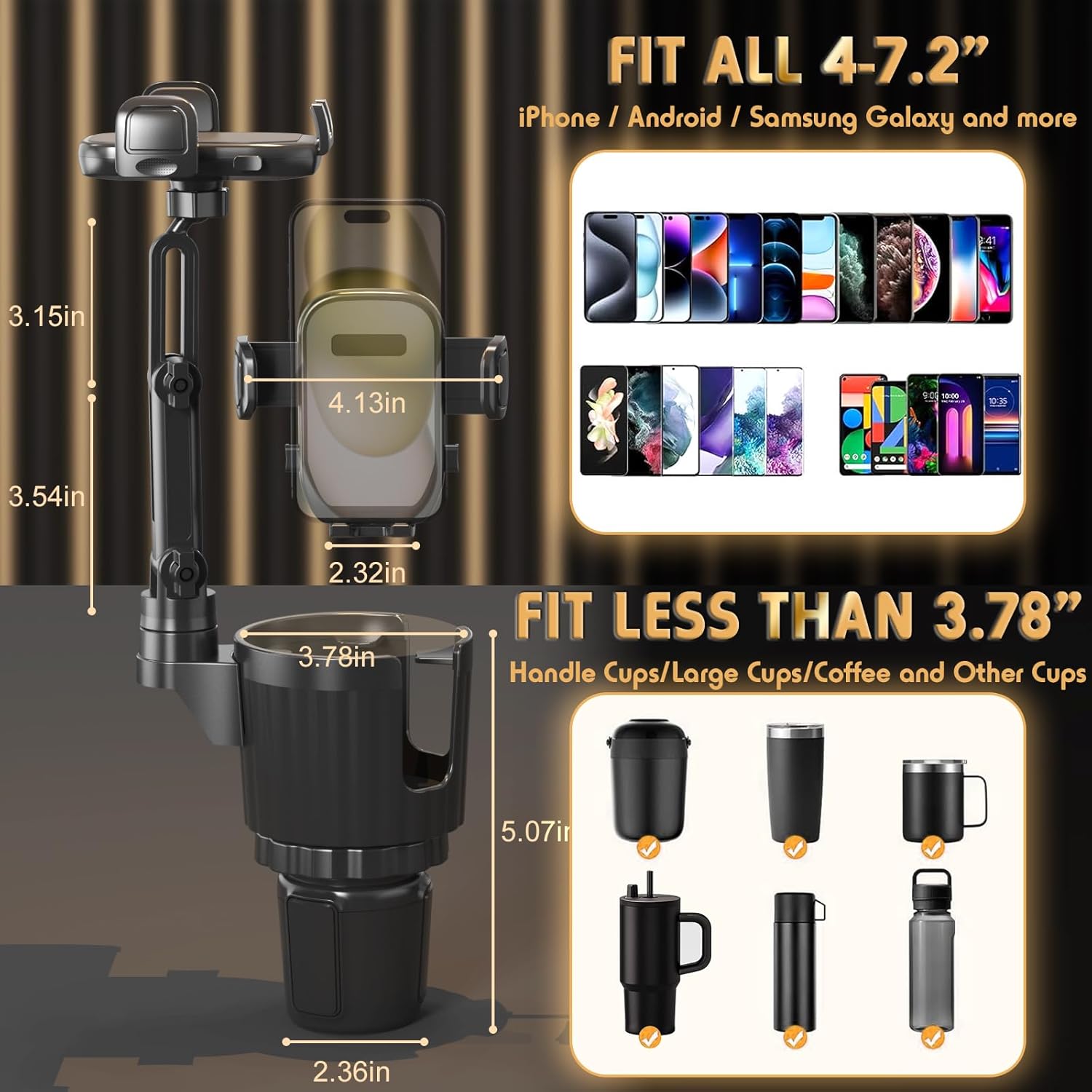 2 in 1 cup holder mobile stand for car smartphone holder