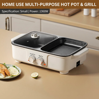 2-in-1 electric hot pot and grill for countertop cooking