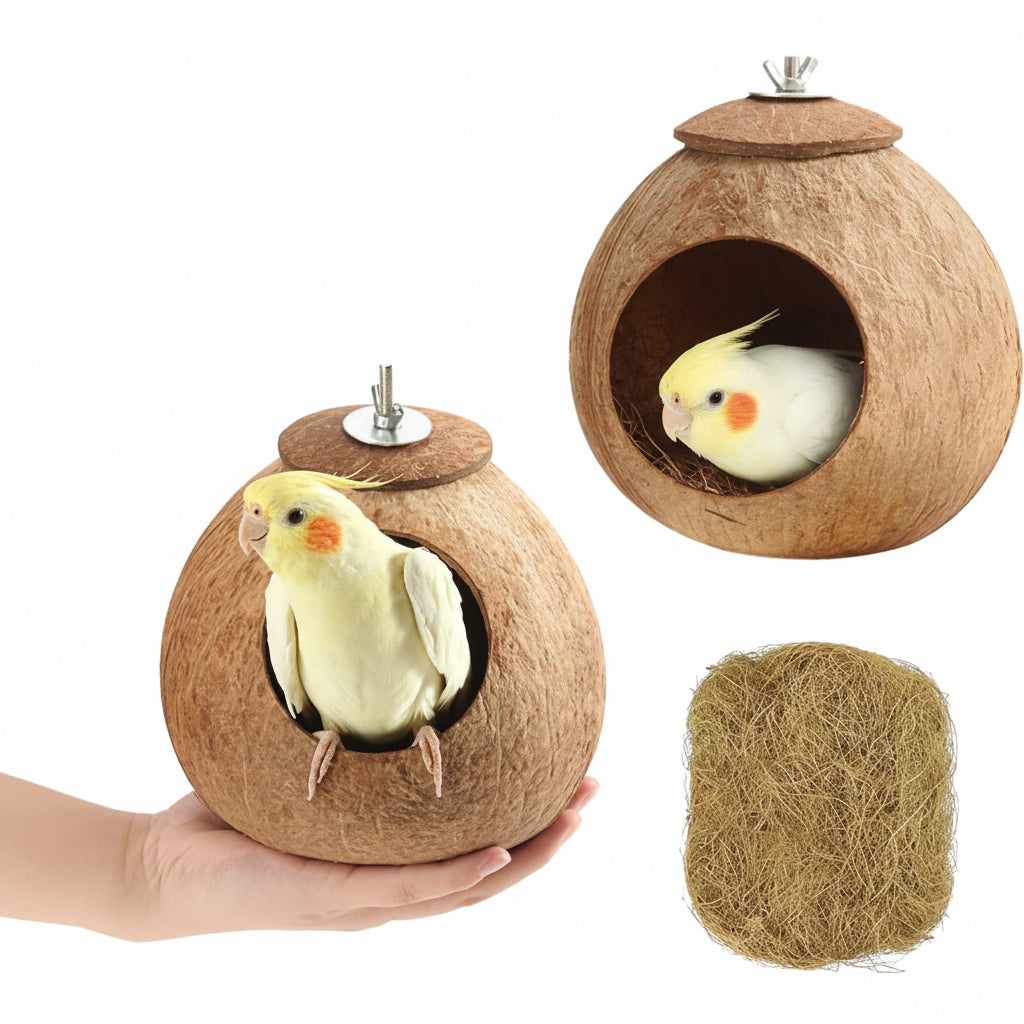 Two Pack Hanging Bird Cage Nest With Natural Coconut Design