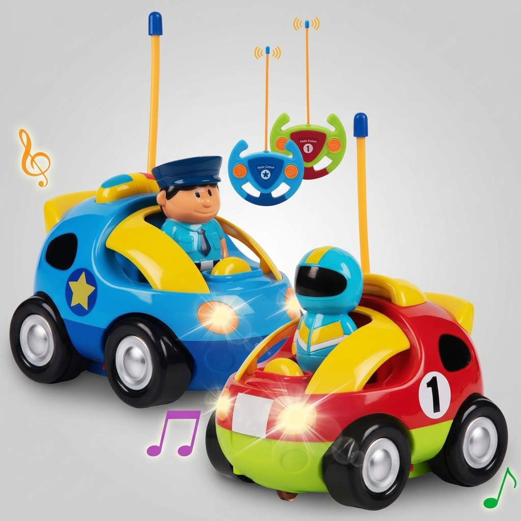 2 pack cartoon remote control cars for toddlers