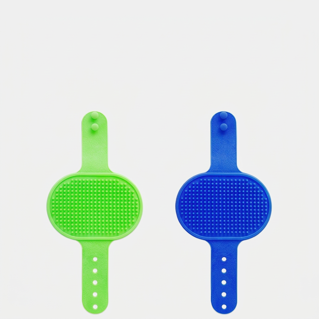 2 Pack Premium Soft Silicone Dog Grooming Brushes with Adjustable Handle for Wet and Dry Use