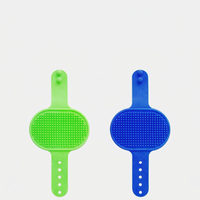 2 Pack Premium Soft Silicone Dog Grooming Brushes with Adjustable Handle for Wet and Dry Use