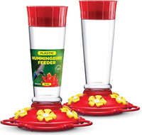 Set of 2 hummingbird feeders with 10 oz capacity and circular perch