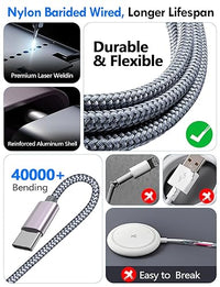 2-pack multi charging cable set with universal compatibility for multiple devices