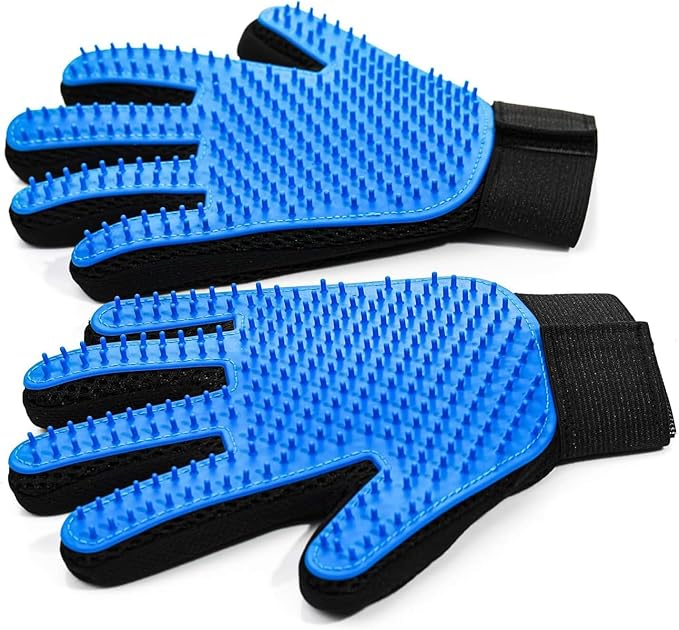 Two pet grooming gloves for dogs and cats