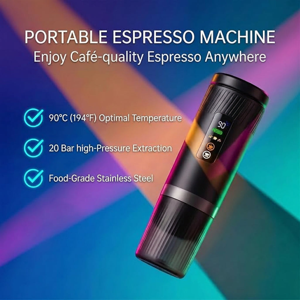 Portable 20 bar travel coffee maker with compact design