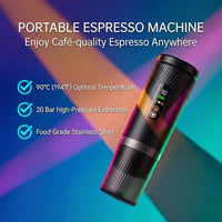 Portable 20 bar travel coffee maker with compact design